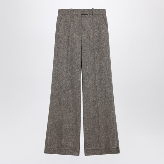 Valentino Ivory/brown patterned wool trousers