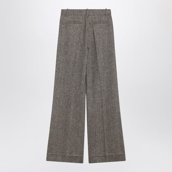 Valentino Ivory/brown patterned wool trousers