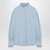 Valentino Light blue linen shirt with ruffles