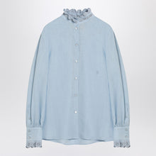  Valentino Light blue linen shirt with ruffles