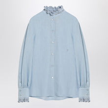  Valentino Light blue linen shirt with ruffles