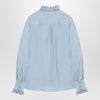 Valentino Light blue linen shirt with ruffles
