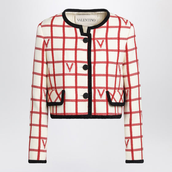 Valentino Ivory jacket with Check Vlogo pattern