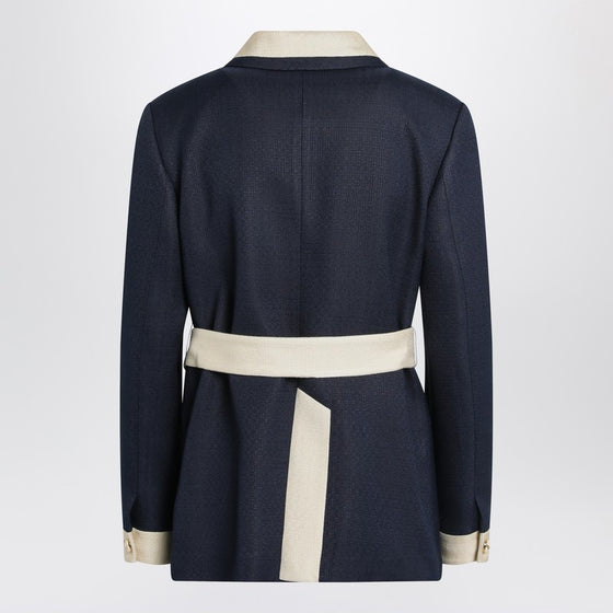 Valentino Blue/ivory jacket with belt