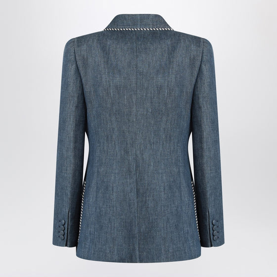 Valentino Double-breasted blue jacket in chambray denim