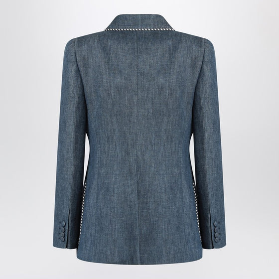 Valentino Double-breasted blue jacket in chambray denim