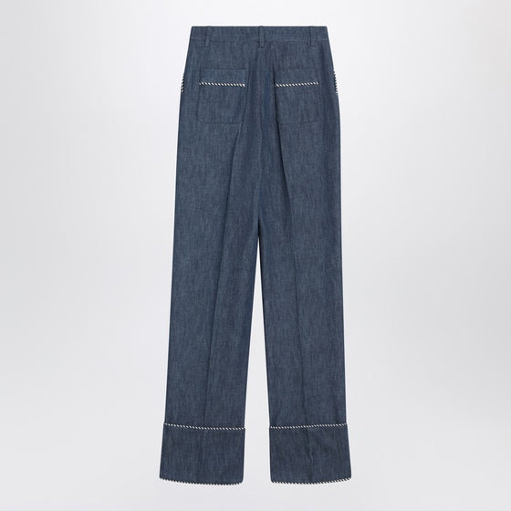 Valentino Blue trousers in Chambray Denim