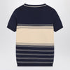 Blue ribbed top with Chez Valentino embroidery