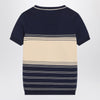 Blue ribbed top with Chez Valentino embroidery