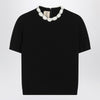 Valentino Black crewneck sweater with crystal details
