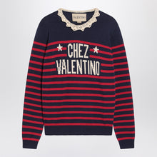  Blue striped Chez Valentino top