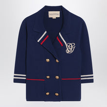  Valentino Blue double-breasted wool cardigan