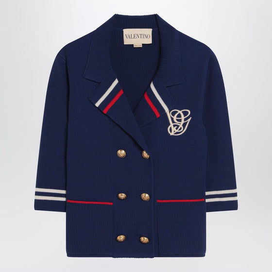 Valentino Blue double-breasted wool cardigan