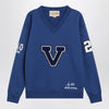 Valentino Blue sweatshirt with V and Le Chat de la Maison embroidery