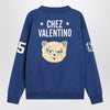 Valentino Blue sweatshirt with V and Le Chat de la Maison embroidery
