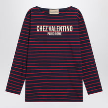  Blue T-shirt with red stripes by Valentino