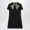 Valentino Black Crepe Couture dress with animal-print bow