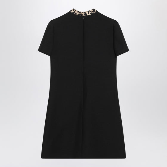 Valentino Black Crepe Couture dress with animal-print bow