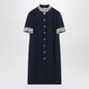 Valentino Indigo blue dress with macramé trim