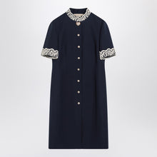  Valentino Indigo blue dress with macramé trim