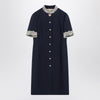 Valentino Indigo blue dress with macramé trim