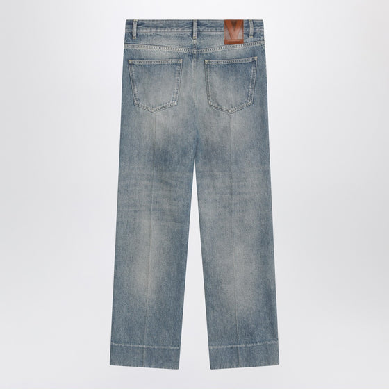Valentino Medium blue washed-effect jeans