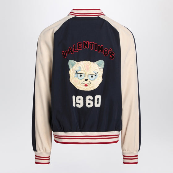 Valentino Blue/cream bomber with mixed wool VLogo