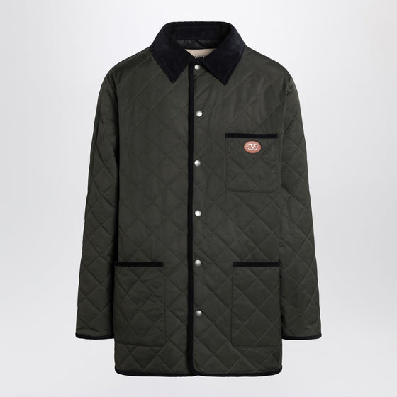 Valentino Olive green quilted jacket with VLogo patch