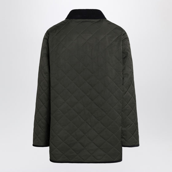 Valentino Olive green quilted jacket with VLogo patch