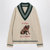 Valentino Butter-coloured sweater with Le Chien de la Maison embroidery