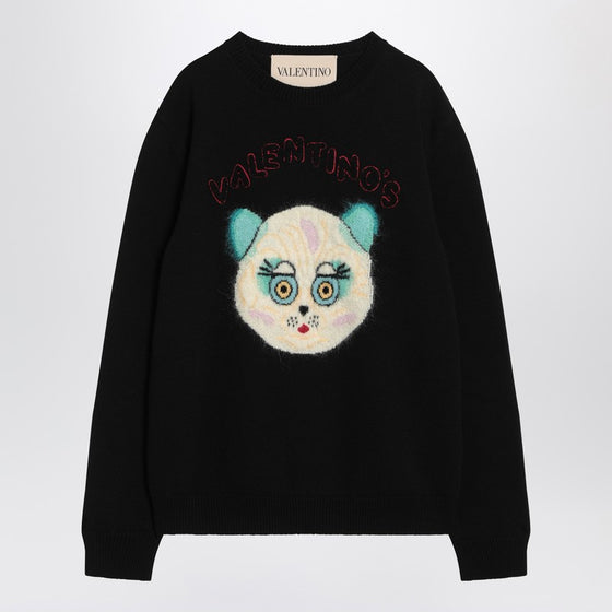 Valentino Black sweater with Le Chat de la Maison patch