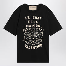  Valentino Black T-shirt with Le Chat de la Maison print