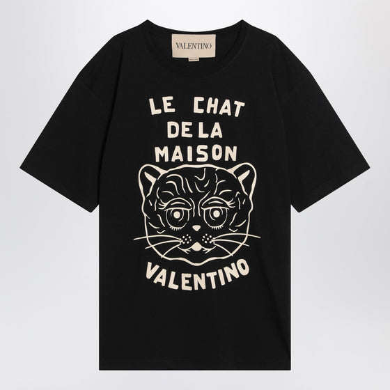 Valentino Black T-shirt with Le Chat de la Maison print
