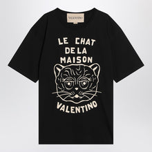  Valentino Black T-shirt with Le Chat de la Maison print