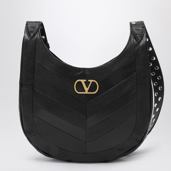 Valentino Garavani Small Hoboho bag in black chevron-pattern nappa