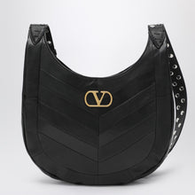  Valentino Garavani Small Hoboho bag in black chevron-pattern nappa