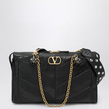  Valentino Garavani Panthea bag in black chevron-pattern nappa