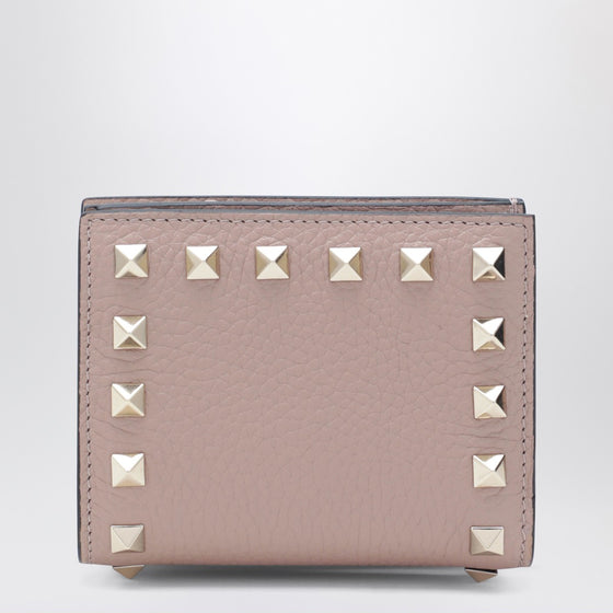Valentino Garavani Rockstud blush pink grained-leather wallet