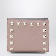  Valentino Garavani Rockstud blush pink grained-leather wallet