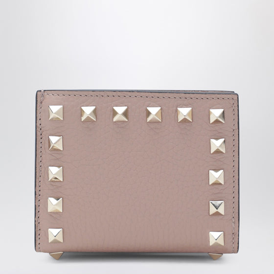 Valentino Garavani Rockstud blush pink grained-leather wallet