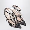 Valentino Garavani High black Rockstud lace pumps