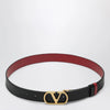 Valentino Garavani Reversible VLogo Signature belt in glossy calfskin black/red