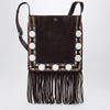 Valentino Garavani Nellcôte brown suede bag with fringes