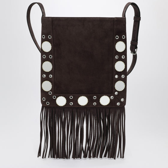 Valentino Garavani Nellcôte brown suede bag with fringes