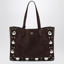  Valentino Garavani Medium Nellcôte Tote in Dark Brown Suede
