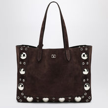  Valentino Garavani Medium Nellcôte Tote in Dark Brown Suede