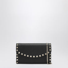  Valentino Garavani Black Rockstud crossbody wallet