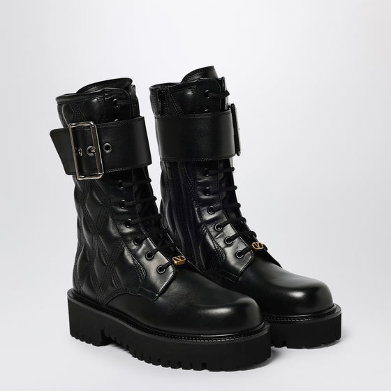 Valentino Garavani Quiltie 67 combat boots black leather