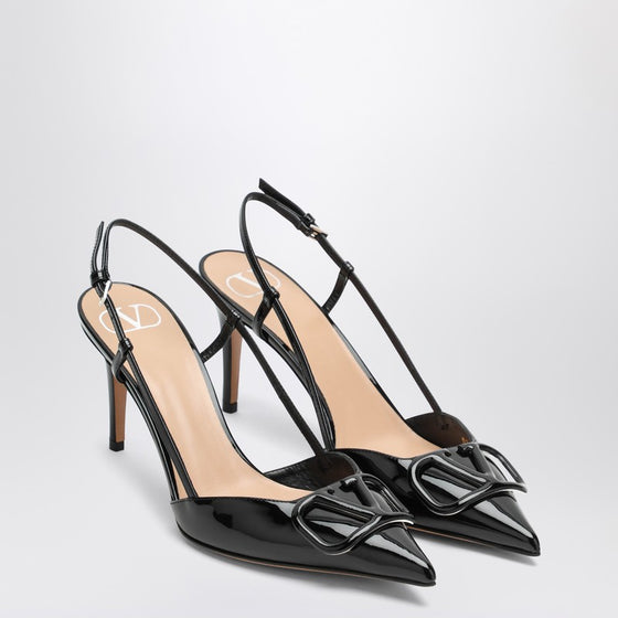 Valentino Garavani Slingback Vlogo in black patent leather
