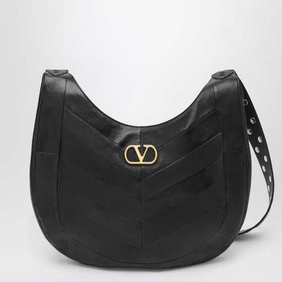 Valentino Garavani Medium Hoboho bag in black chevron-pattern nappa
